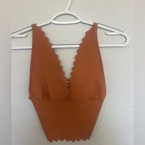 Free People Scalloped Edge orange Top
